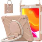 For Apple iPad 10.2 2021 / 2020 / 2019 Contrast Color Silicone + PC Protective Case with Holder & Shoulder Strap(Rose Gold) - 1