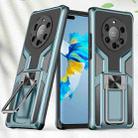 For Huawei Mate 40 Pro+ Armor 2 in 1 PC + TPU Magnetic Shockproof Case with Foldable Holder(Cyan) - 1