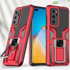 For Huawei P40 Armor 2 in 1 PC + TPU Magnetic Shockproof Case with Foldable Holder(Red) - 1