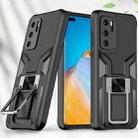 For Huawei P40 Armor 2 in 1 PC + TPU Magnetic Shockproof Case with Foldable Holder(Black) - 1