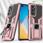 For Huawei P40 Armor 2 in 1 PC + TPU Magnetic Shockproof Case with Foldable Holder(Rose Gold) - 1