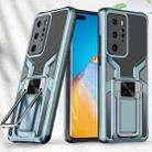 For Huawei P40 Pro Armor 2 in 1 PC + TPU Magnetic Shockproof Case with Foldable Holder(Cyan) - 1