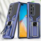 For Huawei P40 Pro Armor 2 in 1 PC + TPU Magnetic Shockproof Case with Foldable Holder(Blue) - 1