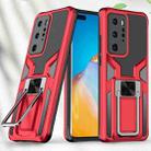For Huawei P40 Pro Armor 2 in 1 PC + TPU Magnetic Shockproof Case with Foldable Holder(Red) - 1