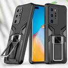 For Huawei P40 Pro Armor 2 in 1 PC + TPU Magnetic Shockproof Case with Foldable Holder(Black) - 1