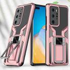 For Huawei P40 Pro Armor 2 in 1 PC + TPU Magnetic Shockproof Case with Foldable Holder(Rose Gold) - 1