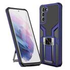 For Samsung Galaxy S21+ 5G Armor 2 in 1 PC + TPU Magnetic Shockproof Case with Foldable Holder(Blue) - 1