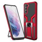 For Samsung Galaxy S21+ 5G Armor 2 in 1 PC + TPU Magnetic Shockproof Case with Foldable Holder(Red) - 1