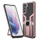 For Samsung Galaxy S21+ 5G Armor 2 in 1 PC + TPU Magnetic Shockproof Case with Foldable Holder(Rose Gold) - 1