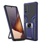 For Samsung Galaxy Note20 Armor 2 in 1 PC + TPU Magnetic Shockproof Case with Foldable Holder(Blue) - 1