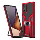 For Samsung Galaxy Note20 Armor 2 in 1 PC + TPU Magnetic Shockproof Case with Foldable Holder(Red) - 1