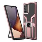 For Samsung Galaxy Note20 Armor 2 in 1 PC + TPU Magnetic Shockproof Case with Foldable Holder(Rose Gold) - 1