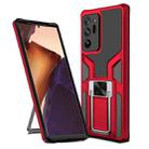 For Samsung Galaxy Note20 Ultra Armor 2 in 1 PC + TPU Magnetic Shockproof Case with Foldable Holder(Red) - 1