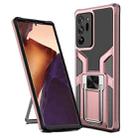 For Samsung Galaxy Note20 Ultra Armor 2 in 1 PC + TPU Magnetic Shockproof Case with Foldable Holder(Rose Gold) - 1