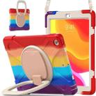 For Apple iPad 10.2 2021 / 2020 / 2019 Colorful Silicone + PC Protective Case with Holder & Shoulder Strap(Red) - 1