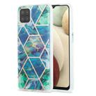 For Samsung Galaxy A12 3D Electroplating Marble Pattern TPU Protective Case(Blue Green) - 1