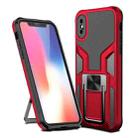 For iPhone X / XS Armor 2 in 1 PC + TPU Magnetic Shockproof Case with Foldable Holder(Red) - 1