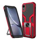 For iPhone XR Armor 2 in 1 PC + TPU Magnetic Shockproof Case with Foldable Holder(Red) - 1