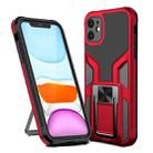 For iPhone 11 Armor 2 in 1 PC + TPU Magnetic Shockproof Case with Foldable Holder (Red) - 1