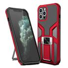 For iPhone 11 Pro Armor 2 in 1 PC + TPU Magnetic Shockproof Case with Foldable Holder (Red) - 1