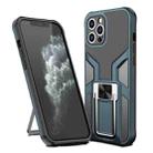 For iPhone 11 Pro Armor 2 in 1 PC + TPU Magnetic Shockproof Case with Foldable Holder (Cyan) - 1