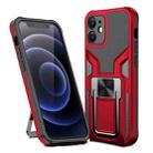 For iPhone 12 mini Armor 2 in 1 PC + TPU Magnetic Shockproof Case with Foldable Holder (Red) - 1