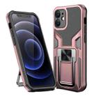 For iPhone 12 mini Armor 2 in 1 PC + TPU Magnetic Shockproof Case with Foldable Holder (Rose Gold) - 1