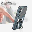 For iPhone 12 mini Armor 2 in 1 PC + TPU Magnetic Shockproof Case with Foldable Holder (Cyan) - 3