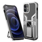 For iPhone 12 mini Armor 2 in 1 PC + TPU Magnetic Shockproof Case with Foldable Holder (Silver) - 1