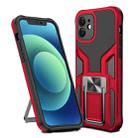 For iPhone 12 Armor 2 in 1 PC + TPU Magnetic Shockproof Case with Foldable Holder(Red) - 1