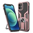 For iPhone 12 Armor 2 in 1 PC + TPU Magnetic Shockproof Case with Foldable Holder(Rose Gold) - 1