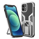 For iPhone 12 Armor 2 in 1 PC + TPU Magnetic Shockproof Case with Foldable Holder(Silver) - 1