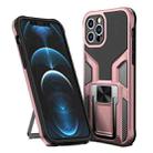 For iPhone 12 Pro Armor 2 in 1 PC + TPU Magnetic Shockproof Case with Foldable Holder(Rose Gold) - 1