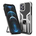 For iPhone 12 Pro Armor 2 in 1 PC + TPU Magnetic Shockproof Case with Foldable Holder(Silver) - 1
