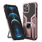 For iPhone 12 Pro Max Armor 2 in 1 PC + TPU Magnetic Shockproof Case with Foldable Holder(Rose Gold) - 1