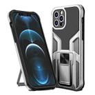 For iPhone 12 Pro Max Armor 2 in 1 PC + TPU Magnetic Shockproof Case with Foldable Holder(Silver) - 1