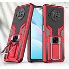 For Xiaomi Mi 10T Lite 5G Armor 2 in 1 PC + TPU Magnetic Shockproof Case with Foldable Holder(Red) - 1
