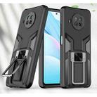 For Xiaomi Mi 10T Lite 5G Armor 2 in 1 PC + TPU Magnetic Shockproof Case with Foldable Holder(Black) - 1