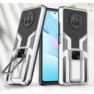 For Xiaomi Mi 10T Lite 5G Armor 2 in 1 PC + TPU Magnetic Shockproof Case with Foldable Holder(Silver) - 1