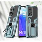 For Xiaomi Mi 10T Pro 5G Armor 2 in 1 PC + TPU Magnetic Shockproof Case with Foldable Holder(Cyan) - 1