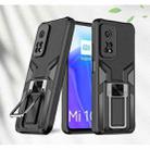 For Xiaomi Mi 10T Pro 5G Armor 2 in 1 PC + TPU Magnetic Shockproof Case with Foldable Holder(Black) - 1