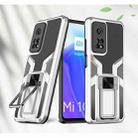 For Xiaomi Mi 10T Pro 5G Armor 2 in 1 PC + TPU Magnetic Shockproof Case with Foldable Holder(Silver) - 1