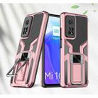 For Xiaomi Mi 10T Pro 5G Armor 2 in 1 PC + TPU Magnetic Shockproof Case with Foldable Holder(Rose Gold) - 1