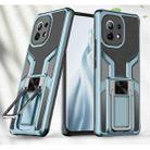 For Xiaomi Mi 11 Armor 2 in 1 PC + TPU Magnetic Shockproof Case with Foldable Holder(Cyan) - 1