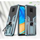 For Xiaomi Redmi Note 9 Pro Armor 2 in 1 PC + TPU Magnetic Shockproof Case with Foldable Holder(Cyan) - 1
