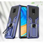 For Xiaomi Redmi Note 9 Pro Armor 2 in 1 PC + TPU Magnetic Shockproof Case with Foldable Holder(Blue) - 1