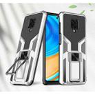 For Xiaomi Redmi Note 9 Pro Armor 2 in 1 PC + TPU Magnetic Shockproof Case with Foldable Holder(Silver) - 1