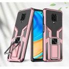 For Xiaomi Redmi Note 9 Pro Armor 2 in 1 PC + TPU Magnetic Shockproof Case with Foldable Holder(Rose Gold) - 1