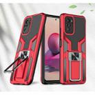 For Xiaomi Redmi Note 10 Armor 2 in 1 PC + TPU Magnetic Shockproof Case with Foldable Holder(Red) - 1