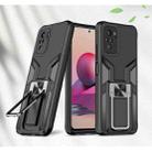 For Xiaomi Redmi Note 10 Armor 2 in 1 PC + TPU Magnetic Shockproof Case with Foldable Holder(Black) - 1